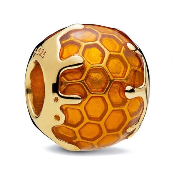Charm en plaqué or doux nid d'abeille pour bracelets européens, pendentifs de collier, convient à l'original