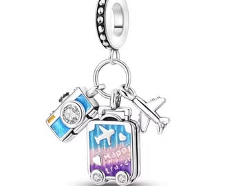 Camera, Suitcase & Airplane Charm