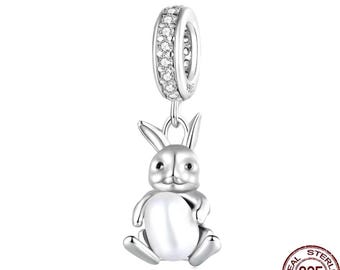 Ciondolo Donna A Forma Di Coniglio In Argento 925 Con Diamante Simulato 1,78 Ct, Taglio Rotondo, Catena Inclusa - Foto 3