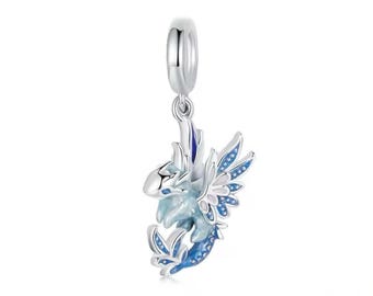 Flying Dragon Charm, 925 Sterling Silver Charm for Bracelets, Necklace Pendants