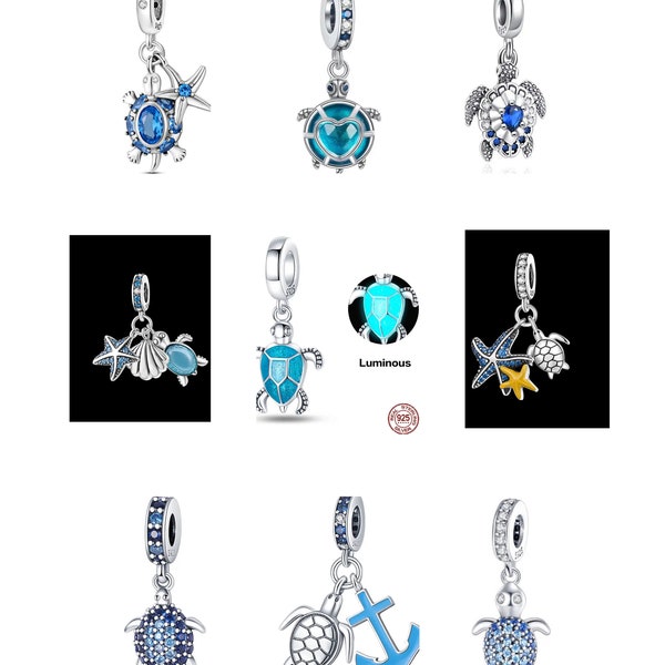 Nouvelle série de pendentifs tortue, breloques tortue de mer pour bracelets européens, pendentifs de collier, convient à l'original