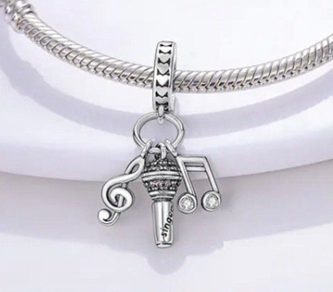Singer Microphone Charm, 925 Sterling Silver Charm, S925 Charm for