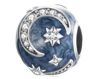 Sterling Silver Starry & Galaxy Charm for Bracelets