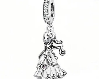 New Vintage Little Princess Charm, 925 Sterling Silber Charm, S925 Charm für europäische Armbänder, Halskettenanhänger