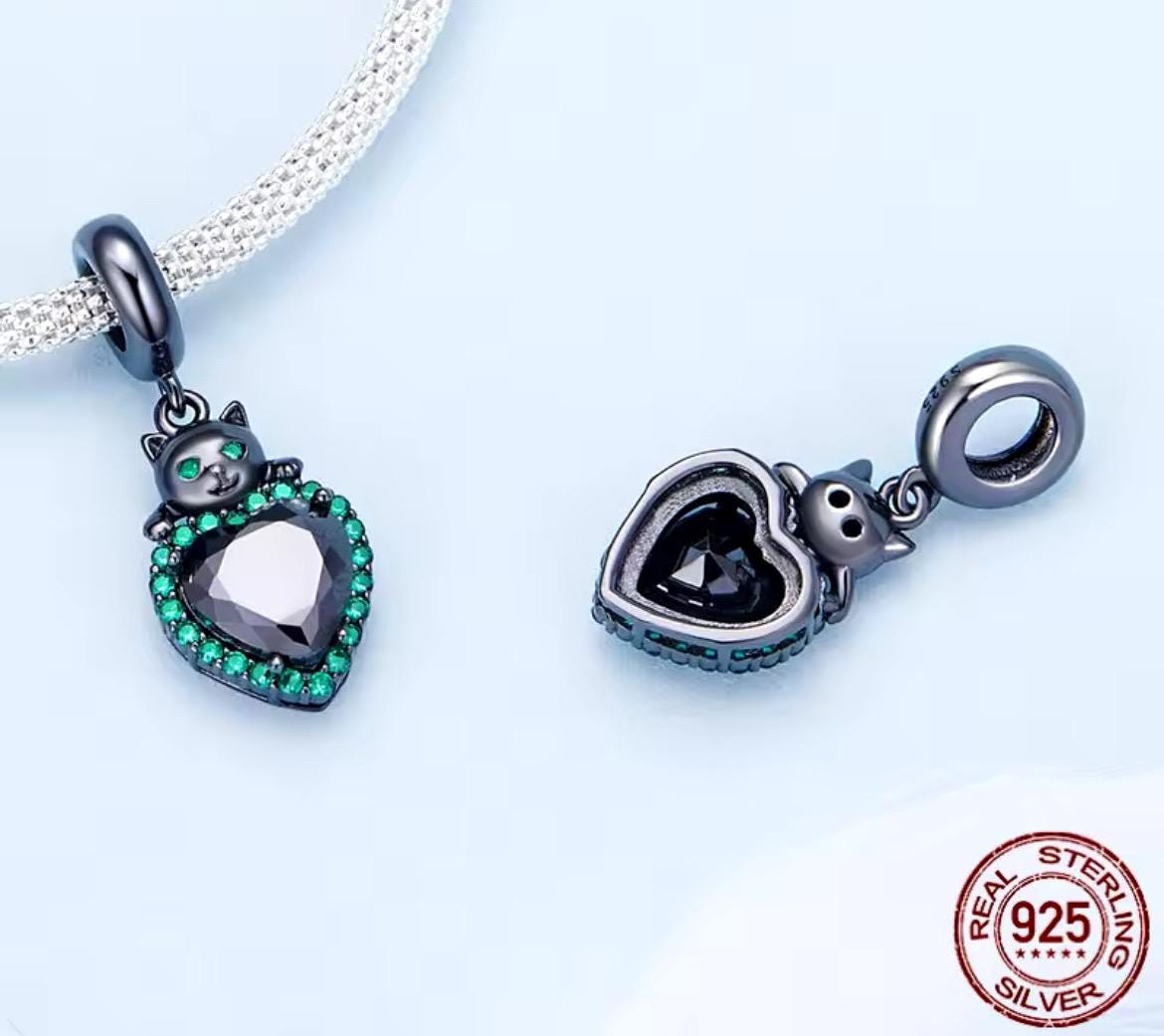 Amazon.com: 925 Sterling Silver Cute Black Cat Charm For