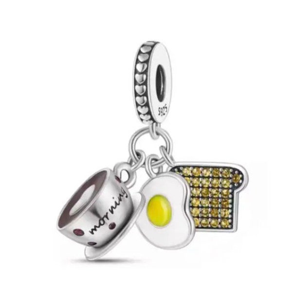 Charme petit-déjeuner délicieux, breloque tasse à café pour bracelets européens, pendentifs de collier, convient à l'original