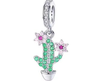 Sterling Silver Cactus Charm for Bracelets, Necklace Pendants