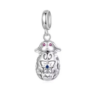 Osterhase Ei Charm, 925 Sterling Silber Charm für Armbänder, Kettenanhänger