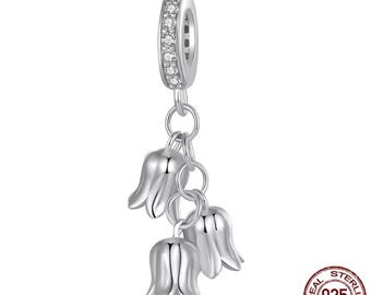 Ciondolo mughetto, ciondolo in argento sterling 925 per braccialetti e pendenti per collane