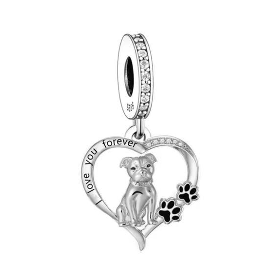 Bulldog Charm, 925 Sterling Silver Charm for Bracelets, Necklace