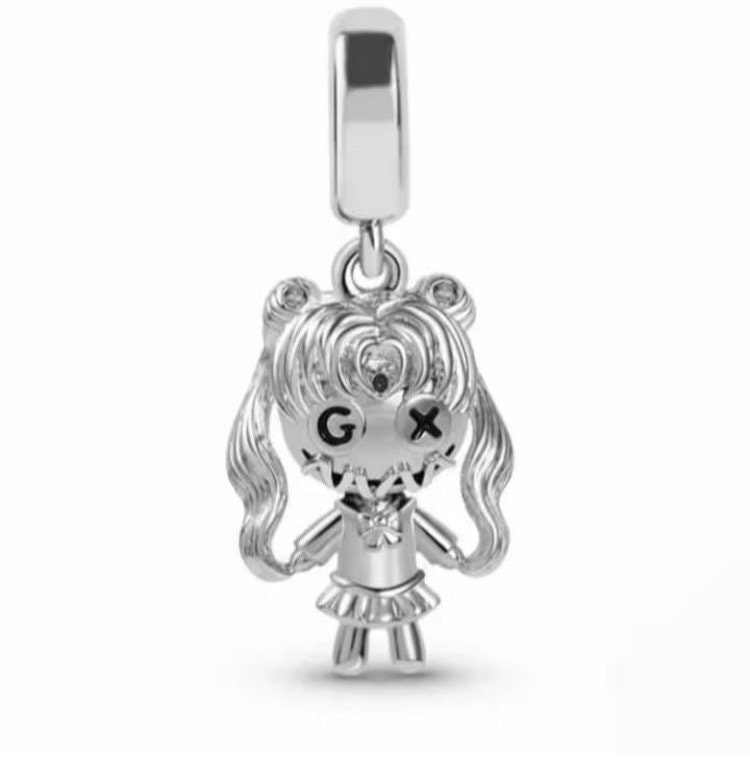 Girl with Pigtails Charm, Silver Charms, Pandora US, Argent sterling
