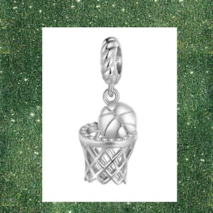 Basketball Charm, Sterling Silver S925 Charm for Bracelets