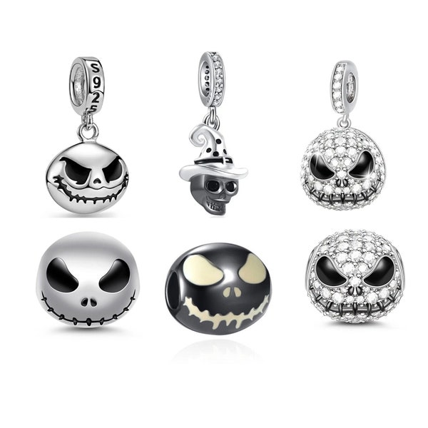 Disney Nightmare Before Christmas Jack Skellington Charms for European Bracelets, Necklace Pendants, Fit Original