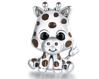 Giraffe Dangle Charm Bead - European Spacer Slide-On Charm For Bracelets & Necklaces, Metal