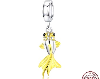 Koi Charm, 925 Sterling Silver Charm for Bracelets, Necklace Pendants
