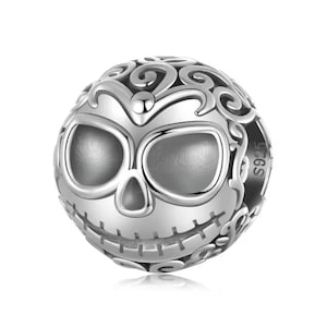 Breloque tête de mort d&#39;Halloween en argent sterling pour bracelets