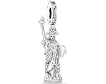 New York Statue of Liberty Charm, authentieke 925 sterling zilveren bedel voor Europese armbanden, kettinghangers, past origineel
