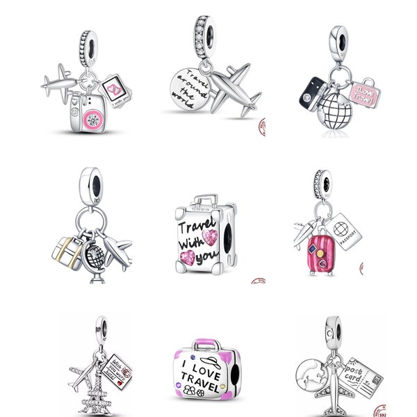 Travel Around the World Serie Charms for European Bracelets, Necklace Pendants, Fits Original