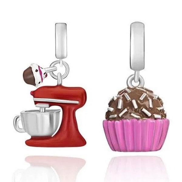 Breloque cupcake au chocolat, breloque mixeur pour bracelets européens, colliers à pendentifs, coupe originale