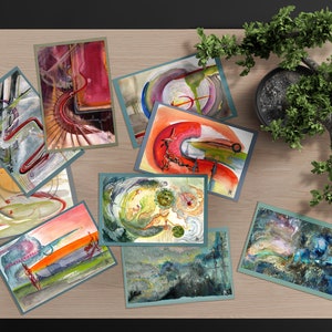 Conjunto de postales de arte abstracto de 10