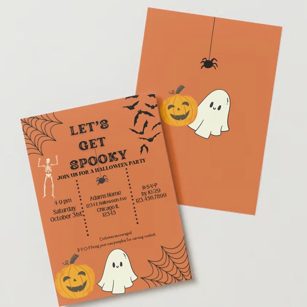 DIGITAL HALLOWEEN INVITES, halloween party invite, pumpkin party, costume party, pumpkin carving party, perfect for evites, kids Halloween
