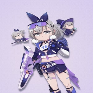 Chibi Silver Wolf - Honkai Star Rail - Waterproof Vinyl Car Decal in Glossy/Matte Laminate Finish