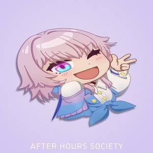 Chibi March 7th Sticker - Honkai Star Rail - Waterproof Vinyl Car Decal in Glossy/Matte Laminate Finish