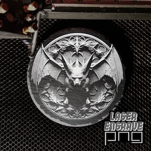 Wampir PNG | Plik do grawerowania laserowego | Podkładki z łupka | Iluzja 3D | Projekty CNC | Artful Wall Art | Projekt do pobrania i wydrukowania | Nietoperz