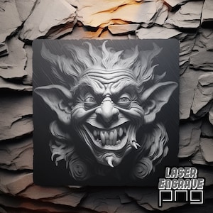 Troll PNG | Plik do grawerowania laserowego | Podkładki z łupka | Iluzja 3D | Projekty CNC | Artfule Wall Art | Projekt do pobrania i wydrukowania | Etch