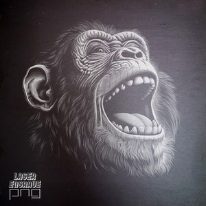 Laser Engrave PNG | Glowforge ready | Lightburn Digital | Slate Etching File | Monkey gift | Monkey Giggle