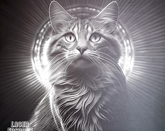 Cat Laser Engraving PNG File: Slate Coaster Art (Digital Download)