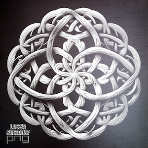 Plik do grawerowania laserowego | Łupek PNG | Grawerowane podstawki z łupka | Pliki routera CNC | Grawerowanie desek z łupka | Dekoracje domowe DIY | Kwiat celtycki PNG