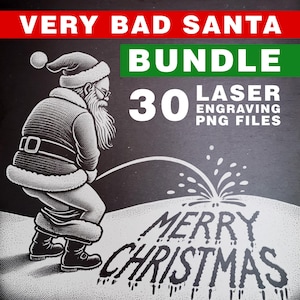 Babbo Natale cattivo / Divertente cattivo / Pacchetto PNG / Offerta pacchetto di Natale / Sottobicchieri in ardesia PNG / Stock di Natale / File laser facili / Ornamento di Babbo Natale cattivo / Claus