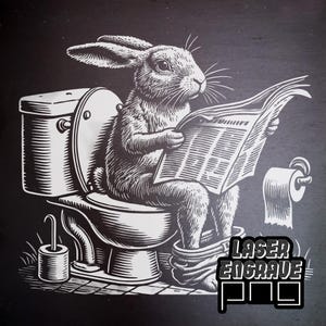 Konijn, png-bestand | Leisteen onderzetter, png PNGEgg | Co2-laserbestanden | Toiletdeurbordje | Airbnb-huisborden | Lasergraveren, png-bestand | WC Toiletbord | Krant
