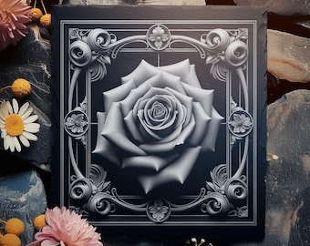 12 diseños florales para grabado láser en pizarra - Paquete PNG botánico - Archivos de decoración del hogar