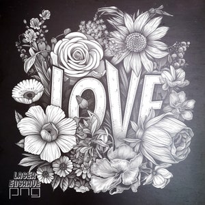 Amore floreale - PNG pronto per laser / Lightburn / Glowforge / File di incisione / Ortur / Xtool / GRBL