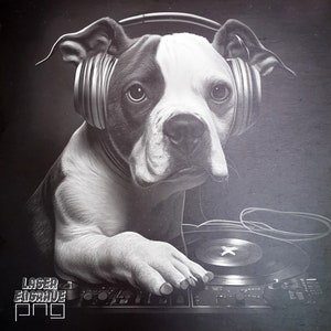 Lasergraveren, png-bestand | Klaar voor glowforge | Lightburn Digital | Leisteenetsbestand | DJ-hond