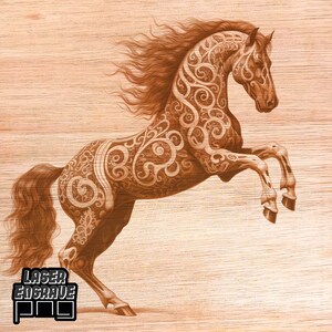 Caballo / PNG para grabar con láser / Preparado para quemar con luz y forjar con luz / Grabado en madera