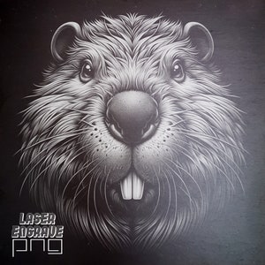 Beaver Face PNG | Plik do grawerowania laserowego | Slate PNG | Grawerowane podstawki z łupka | Pliki do routera CNC | Trawienie płyt z łupka | Dekoracje domowe DIY