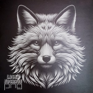 Fox Head PNG | Plik do grawerowania laserowego | Forest PNG | Grawerowane podstawki z łupka | Pliki routera CNC | Wzory laserowe CO2 | Red Fox | Slate PNG