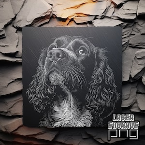 Cocker Spaniel PNG | Plik do grawerowania laserowego | Łupek PNG | Grawerowane podstawki z łupka | Pliki routera CNC | Projekty CNC | Trawienie psa | Psowate