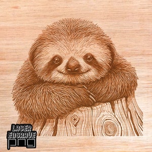 Luiaard, png-bestand | Lasergravurebestand | CNC-projecten | CNC-bestand voor hout | Cadeau luiaard | Snijplank | Beboste woondecoratie | Kunstige muurkunst