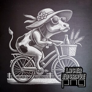 自転車に乗った帽子をかぶった牛 PNG | スレートコースター PNG | CO2 レーザーファイル | レーザー彫刻 PNG | CNC ルーターファイル | サマータイム PNG | ピクニック招待状