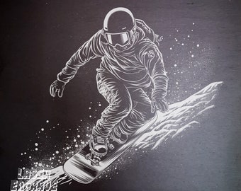 Snowboarder PNG | Laser Engraving File | Slate Coaster | Mountain Gift | Lightburn | Glowforge