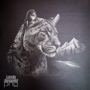 Moutain Lion PNG | Plik do grawerowania laserowego | Projekty CNC | Podkładki z łupka | Amerykańska przyroda | Puma - Cougar | Catful | Feline