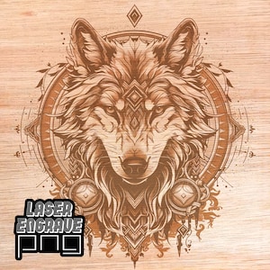 Wolf Mandala PNG | Plik do grawerowania laserowego | Plik CNC do drewna | Projekty CNC | Artystyczna sztuka ścienna | Wystrój domu w stylu leśnym | Grawerowanie tabliczek | Las