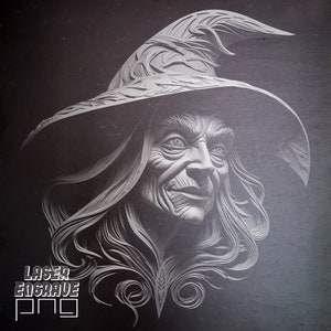 Witch PNG | Plik do grawerowania laserowego | Podkładki z łupka | Iluzja 3D | Projekty CNC | Artful Wall Art | Projekt do pobrania i wydrukowania | Wytrawione