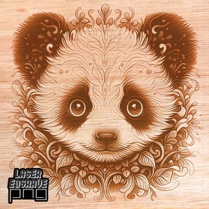 Plik do grawerowania laserowego Panda | Grawerowanie CNC PNG dla drewna, łupka i akrylu | Pobieranie cyfrowe | Glowforge, LightBurn, xTool Ready
