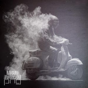Klasyczny skuter PNG | Plik do grawerowania łupkowego | Idealny do lasera CO2, diodowego lub światłowodowego | Gotowy do Glowforge, Lightburn, Xtool | Sztuka CNC Vespa