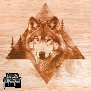 Wolf, png-bestand | Lasergravurebestand | CNC-bestand voor hout | CNC-projecten | CO2-laserontwerpen | Eenzame wolf | Berg en bos | Mistig bos